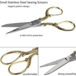 BIHRTC Embroidery Scissors Vintage 5 Inch Gold Scissors Small Fabric Scissors Stainless Steel Scissors Shears for Tailor Sewing Craft Supplies Home Offce DIY Everyday Use Scissor