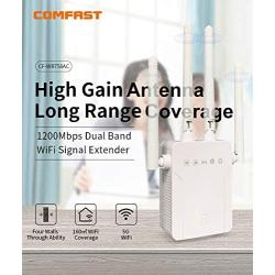 WiFi Extender - WiFi Repeater, WiFi Booster Covers Up to 2500 Sq.ft and 30 Devices, Up to 1200Mbps Dual Band WiFi Repeater with Ethernet Port, Wireless Signal Booster for Home
