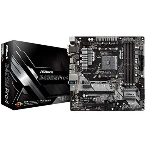 ASRock B450M PRO4 AM4 AMD Promontory B450 SATA 6Gb/s USB 3.1 HDMI Micro ATX AMD Motherboard