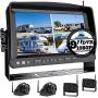 1080P Wireless Backup Camera with 9'' Large DVR Monitor for RV semi Box Truck Trailer Rear and Side View System Quad HD Camera 4 Split Screens Advanced Record IP69 Waterproof Avoid Blind spot A1 (64GB)