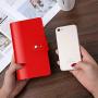 Leather Business Card Organizer, RFID Blocking Credit Card Holder, Professional Business Card Holder and Name Card Book, Credit Card Protector - Holds 96 Cards (Red)