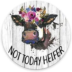 Smooffly Funny Quote Mouse Pad, Not Today Heifer,Office Desk Accessories, Cow Gifts for Her, Office Decor, Cow Round Mousepad, Quote Mouse Pad, Desk Decor