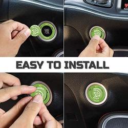 ToolEpic for Dodge Challenger Charger Hellcat Decal Accessories 2015-2021 - Engine Start Stop Button Knob Trim Sticker Emblem - Push to Start Button Sublime Green Badge Cover - Perfect for Decals
