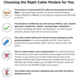 MOTOROLA 16x4 Cable Modem, Model MB7420, 686 Mbps DOCSIS 3.0, Certified by Comcast XFINITY, Charter Spectrum, Time Warner Cable, Cox, BrightHouse, and More