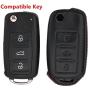 ROYALFOX(TM Luxury 2 3 Buttons Soft TPU flip Remote Key Fob case Cover for VW Volkswagen Jetta GTI Passat Golf Bora Polo Tiguan Touareg Beetle Multivan Sagitar Passat,Skoda Keychain (Leather Black)