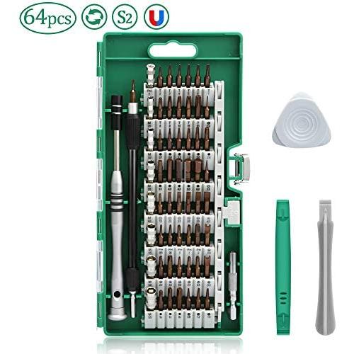 Precision Screwdrivers Set,Lifegoo 64 in 1 Mini S2 Steel Magnetic Driver Bits Repair Tool Kit for iPhone/Ipad/MacBook PC Game/Xbox ONE/360 PS3 PS4/NS Switch/Camera/Toys/Watches & Eyeglasses Ect -Green