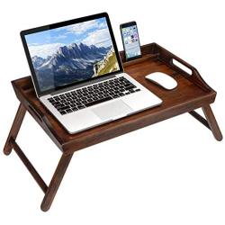 Rossie Home Media Bed Tray with Phone Holder - Fits Up To 17.3 Inch Laptops and Most Tablets - Espresso Bamboo - style No. 78112
