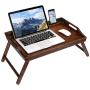 Rossie Home Media Bed Tray with Phone Holder - Fits Up To 17.3 Inch Laptops and Most Tablets - Espresso Bamboo - style No. 78112