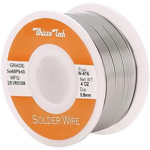 Whizzotech Solder Wire 60/40 Tin/Lead Sn60Pb40 with Flux Rosin Core for Electrical Soldering 4oz/100g/0.22lb Diameter 0.032 Inch/0.8mm