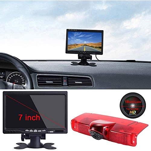 Navinio Super HD Car Third Roof Top Mount Brake Lamp Camera Brake Light Rear View Backup Camera+7'' LCD Car Dashboard Color Monitor for Chevrolet Express GMC Savana Vans Exporer Vans Cargo