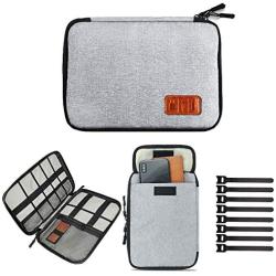 Travel Cable Organizer Bag, Electronics Accessories Carry Cases Portable Cord Organizer Bag Case for USB Cable Cord Pen Hard Cables Earphone Ipad iPhone with 8 Cable Ties (Up to 7.9)