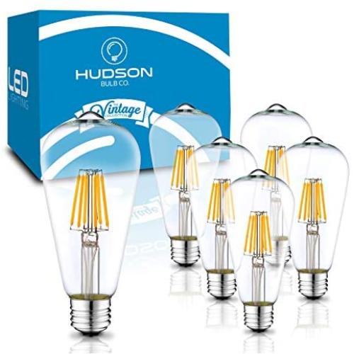 Dimmable LED Edison Light Bulbs: 6 Watt, 4000K Cool White Lightbulbs - 60W Equivalent - E26 Base - Vintage Light Bulb Set - 6 Pack