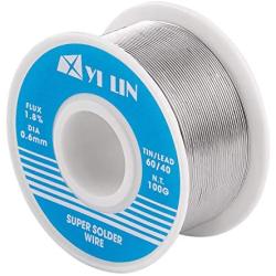 YI LIN 60/40 Solder Tin Lead Rosin Core Solder Wire For Electrical Soldering (100g/0.22lbs) (0.6mm/100g)
