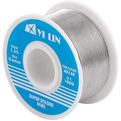 YI LIN 60/40 Solder Tin Lead Rosin Core Solder Wire For Electrical Soldering (100g/0.22lbs) (0.6mm/100g)