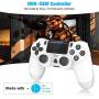 Controller for Playstation 4, Y Team Controller for PS4/ Pro/Slim, Game Controller Joystick with Vibration Function, Headset Jack, 6-axis Gyro Sensor/1000mAh Battery(White)