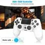 Controller for Playstation 4, Y Team Controller for PS4/ Pro/Slim, Game Controller Joystick with Vibration Function, Headset Jack, 6-axis Gyro Sensor/1000mAh Battery(White)