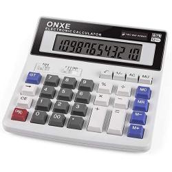 Calculator, ONXE Standard Function Scientific Electronics Desktop Calculators, Dual Power, Big Button 12 Digit Large LCD Display, Handheld for Daily and Basic Office (White)