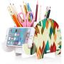 COOLBROS Elephant Pencil Holder With Phone Holder Desk Organizer Desktop Pen Pencil Mobile Phone Bracket Stand Storage Pot Holder Container Stationery Box Organizer (Flame Elephant)