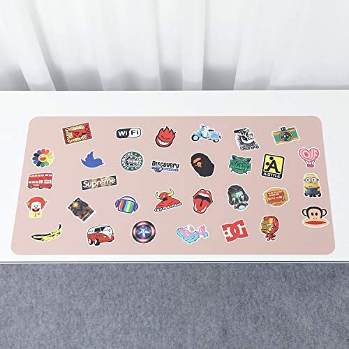 Customizable Desk Mat PU Leather Pad Protector 31.5 x15.7” with 100 Graffiti Stickers UPHORIA Desk Blotters for Home Office Work Gaming, Medium for Girls Boys Adults Computer Laptop Study writing PINK