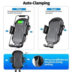 Wireless Car Charger Mount Auto Clamping, VIOY 10W 7.5W Qi Fast Charging with Suction Cup, Windshield Dashboard Air Vent Car Wireless Phone Charger Compatible with Smartphones (4-6'')