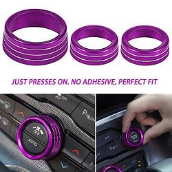 ToolEpic for Dodge Challenger Charger Accessories 2015-2021 and for Ram 1500 2013-2018 - Decor Trim Rings Set of 3 - Best Aluminum Alloy Crazy Purple - Air Conditioning Volume Radio Button Knob Cover