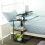 DOEWORKS Overbed Table with Wheels, Height Adjustable Tray Side Table for Bed or Sofa Laptop Desk, Moveable Sofa Table, Walnut