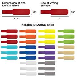 Cable Labels by Wrap-It Storage, Large, Multi-Color (30-Pack) Write On Cord Labels, Wire Labels, Cable Tags and Wire Tags for Cable Management and Identification for Electronics, Computers and More