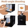 Amzdeal Photo Light Box 16''/40cm Folding Photo Box Adjustable Color Temperature&Brightness Light Box Photography Portable Photo Booth with 160 LED Studio Lights & 4 Backdrops for Photoshoot