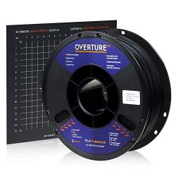 Overture PLA Plus (PLA+) Filament 1.75mm Toughness Enhanced PLA Roll with 3D Build Surface 200 × 200mm, Premium PLA 1kg Spool (2.2lbs), Dimensional Accuracy +/- 0.05 mm (Black, 2-Pack)