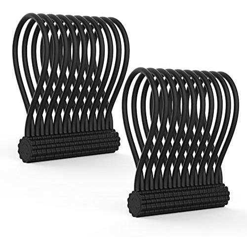 Rich&Ray Reusable Silicone Twist Ties with Strong Magnet for Bundling and Organizing Cables/Cords, Hanging or Holding Stuff, Can Be Used in Many Ways or Just for Fun (Black-20Pack)