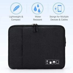 Cable Organizer Bag, Jelly Comb Electronics Organizer Cable Storage Bag Travel Accessories Cord Organizer for Charging Cable, Power Bank, Tablet (Up to 11) and More-Black