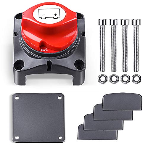 Audew Battery Disconnect Switch, 12V - 48V Compatible Battery Power Cut Master - Waterproof Switch Disconnect Isolator for Car RV Boat Truck ATV Vehicles (On/Off)