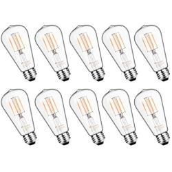 Mastery Mart Vintage LED Light Bulb, Glass ST21 Antique Edison Style, Dimmable 5.5W (60 Watt Equivalent), 500LM 2700K Soft White, E26 Decorative Filament Bulb, UL and Energy Star, 10 Pack