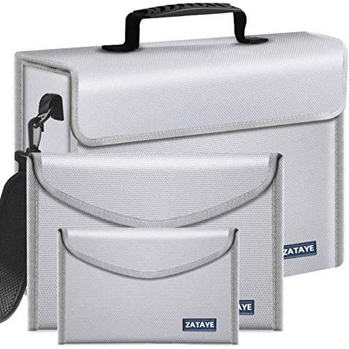 Fireproof Bags and Document Holders, 3 Pcs Set, Waterproof and Fire-Resistant Silicone Coated Fiberglass, Non-Itchy Layering, Portable Storage for Money, Passports or Electronics