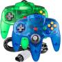 [New] 2 Pack Classic 64 Controller, iNNEXT Game pad Joystick for 64 - Plug & Play (Non PC USB Version) (Clear Blue/Clear Green)