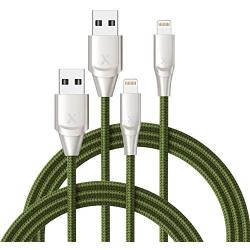 iPhone Charger Xcentz 3ft 2 Pack, MFi Certified Lightning Cable, High-Speed iPhone Charger Cable Durable Braided Charging Cord for iPhone X/XS/XR/XS Max/8/7/7 Plus/6/5s, iPad Mini/Air, Green