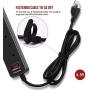 SUPERDANNY USB Surge Protector Power Strip Mountable Extension Cord Multiple Protection 5 Outlet 3 USB Port with Hook & Loop Fastener for iPhone iPad PC Home Office Travel Black