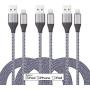 Short iPhone Charger 1 ft, 3 Pack 1 feet Short Lightning Cable & Data Sync Fast 1 Foot iPhone Cord Compatible with iPhone Xs max/xr/x/8/8 Plus/7/7 Plus/6/6s Plus/5s/5,iPad(Silver)