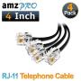 (4 Pack) 4 Inch Short Telephone Cable Rj11 Male to Male 4'', Phone Line Cord (Black)