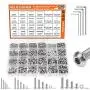 HELIFOUNER 1280 Pieces Button Head Socket Cap Screw Bolts, Flat Washers and Nuts Assortment Kit, Stainless Steel 304, Full Thread (M2 M3 M4 M5)