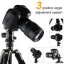 K&F Concept 62 DSLR Tripod, Lightweight and Compact Aluminum Camera Tripod with 360 Panorama Ball Head Quick Release Plate for Travel and Work (TM2324 Black)