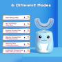 Automatic Electric Toothbrush Kids with U Shaped Brushes, Autobrush Toothbrush Soft Silica Gel Brush Head, 6 Gear Speed, U Type Whitening Toothbrush, Aged 2-8 (Blue)