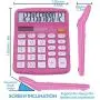 Desktop Calculator 12 Digit with Large LCD Display and Sensitive Button, Solar and Battery Dual Power, Standard Function for Office, Home, School, CD-2786 (Pink)