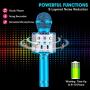 BlueFire Bluetooth 4 in 1 Karaoke Wireless Microphone with LED Lights, Portable Microphone for Kids, Girls, Boys and Adults (Blue)