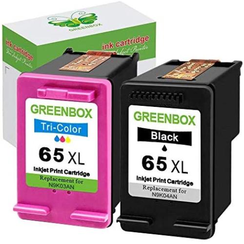 GREENBOX Remanufactured Ink Cartridge 65 Replacement for HP 65XL 65 XL N9K04AN for HP Envy 5055 5052 5058 DeskJet 3755 2655 3720 3721 3722 3723 3752 3730 3758 2652 2624 2622 (1 Black 1 Tri-Color)