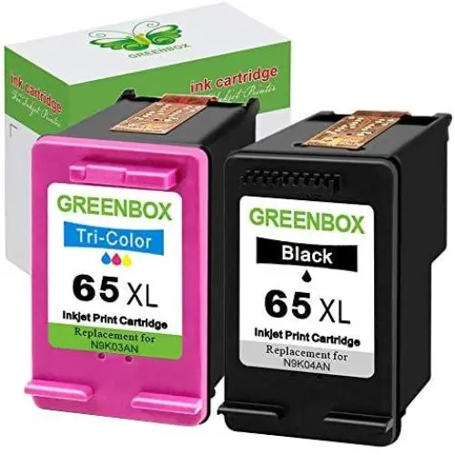 GREENBOX Remanufactured Ink Cartridge 65 Replacement for HP 65XL 65 XL N9K04AN for HP Envy 5055 5052 5058 DeskJet 3755 2655 3720 3721 3722 3723 3752 3730 3758 2652 2624 2622 (1 Black 1 Tri-Color)