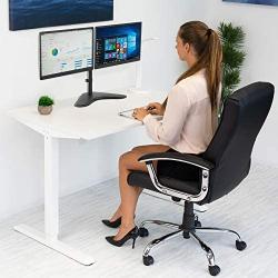 Mount-It! Dual Monitor Stand | Double Monitor Desk Stand Fits Two x 21 22 23 24 27 28 30 32 Inch Computer Screens | Freestanding Base | 2 Heavy Duty Full Motion Adjustable Arms | VESA Compatible