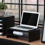FITUEYES Computer Monitor Stand Clamp Desk TV Shelf Risers 16.7 inch 2 Tiers Monitor Stand Save Space Black