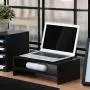 FITUEYES Computer Monitor Stand Clamp Desk TV Shelf Risers 16.7 inch 2 Tiers Monitor Stand Save Space Black