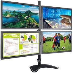 FORGING MOUNT Quad Monitor Stand Mount,Free Standing Desk Stand Fully Adjustable Monitor Arm Mount Holds 4 Screens up to 30 Inches,VESA 75 100,Each Arm Holds up to 22lbs,with C-Clamp and Grommet Base